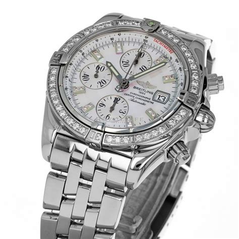 breitling chronomat evolution mother of pearl dial|breitling a13356 diamond.